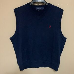 Vintage 90s Ralph Lauren Polo Golf Men's V-Neck Navy Sweater Vest Large USA